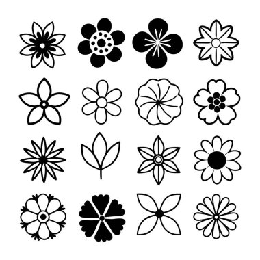 Zarif siyah ve beyaz basit çiçek vektör çizimi, dijital dizaynlar, baskılar, logolar ve dekoratif elementler için mükemmel. Yaratıcı projeler için yüksek kaliteli çiçek sergisi.