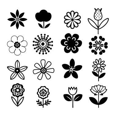 Zarif siyah ve beyaz basit çiçek vektör çizimi, dijital dizaynlar, baskılar, logolar ve dekoratif elementler için mükemmel. Yaratıcı projeler için yüksek kaliteli çiçek sergisi.