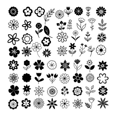 Zarif siyah ve beyaz basit çiçek vektör çizimi, dijital dizaynlar, baskılar, logolar ve dekoratif elementler için mükemmel. Yaratıcı projeler için yüksek kaliteli çiçek sergisi.