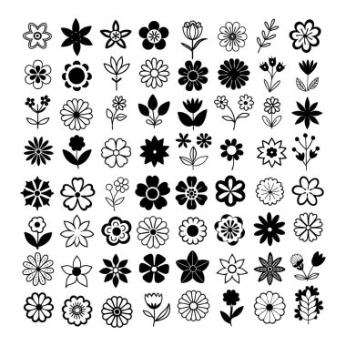Zarif siyah ve beyaz basit çiçek vektör çizimi, dijital dizaynlar, baskılar, logolar ve dekoratif elementler için mükemmel. Yaratıcı projeler için yüksek kaliteli çiçek sergisi.