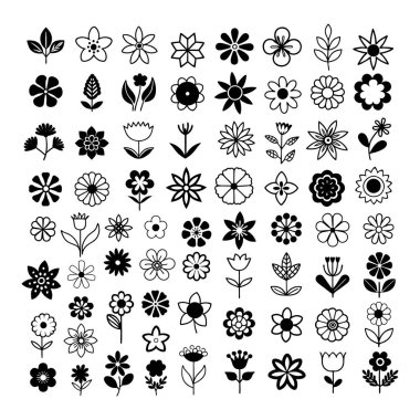 Zarif siyah ve beyaz basit çiçek vektör çizimi, dijital dizaynlar, baskılar, logolar ve dekoratif elementler için mükemmel. Yaratıcı projeler için yüksek kaliteli çiçek sergisi.