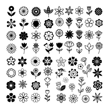 Zarif siyah ve beyaz basit çiçek vektör çizimi, dijital dizaynlar, baskılar, logolar ve dekoratif elementler için mükemmel. Yaratıcı projeler için yüksek kaliteli çiçek sergisi.