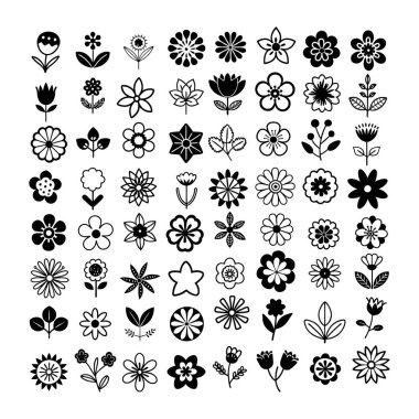 Zarif siyah ve beyaz basit çiçek vektör çizimi, dijital dizaynlar, baskılar, logolar ve dekoratif elementler için mükemmel. Yaratıcı projeler için yüksek kaliteli çiçek sergisi.