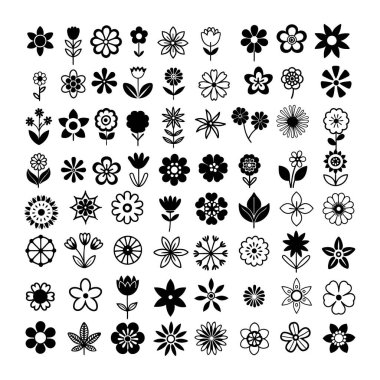 Zarif siyah ve beyaz basit çiçek vektör çizimi, dijital dizaynlar, baskılar, logolar ve dekoratif elementler için mükemmel. Yaratıcı projeler için yüksek kaliteli çiçek sergisi.