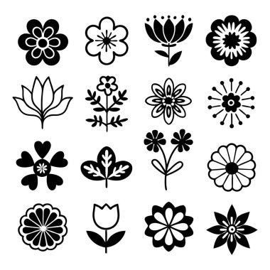 Zarif siyah ve beyaz basit çiçek vektör çizimi, dijital dizaynlar, baskılar, logolar ve dekoratif elementler için mükemmel. Yaratıcı projeler için yüksek kaliteli çiçek sergisi.