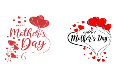 Zarif anneler günü arka planında gerçekçi kırmızı kalpler ve beyaz arka planda şık bir tipografi yer alıyor. Tebrik kartları, afişler ve şenlikli tasarımlar için mükemmel. vektör illüstrasyonu.        