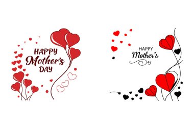 Zarif anneler günü arka planında gerçekçi kırmızı kalpler ve beyaz arka planda şık bir tipografi yer alıyor. Tebrik kartları, afişler ve şenlikli tasarımlar için mükemmel. vektör illüstrasyonu.        