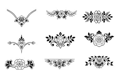 Zarif gül hatları içeren eski tarz siyah-beyaz çiçek deseni. Dekorasyon, davetiyeler, ambalaj ve dijital tasarım için mükemmel. Yüksek kaliteli vektör çizgisi sanatı.