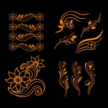 Zarif çiçek desenleri içeren modern siyah ve beyaz soyut bir çiçek dalgası koleksiyonu. Parmak izi, dekor ve dijital yaratıcı projeler için mükemmel..