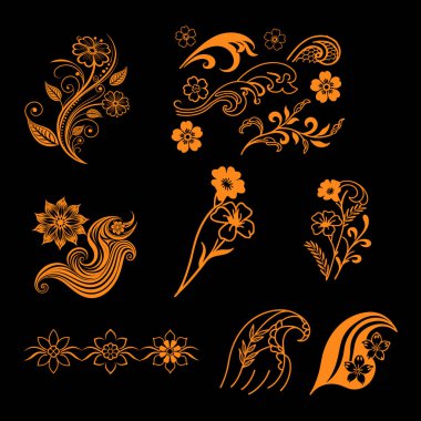 Zarif çiçek desenleri içeren modern siyah ve beyaz soyut bir çiçek dalgası koleksiyonu. Parmak izi, dekor ve dijital yaratıcı projeler için mükemmel..