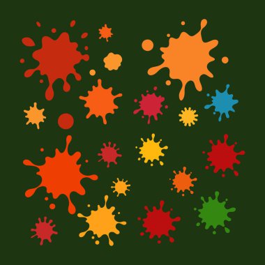 Dinamik bir vektör kümesi sıçrama, lekeler ve lekeler. Posterler, dokular ve yaratıcı tasarımlar için ideal. Dijital projelerinize sanatsal etki kolaylıkla ekleyin.