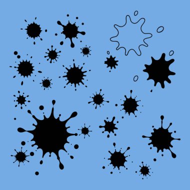 Dinamik bir vektör kümesi sıçrama, lekeler ve lekeler. Posterler, dokular ve yaratıcı tasarımlar için ideal. Dijital projelerinize sanatsal etki kolaylıkla ekleyin.