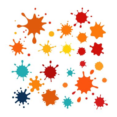 Dinamik bir vektör kümesi sıçrama, lekeler ve lekeler. Posterler, dokular ve yaratıcı tasarımlar için ideal. Dijital projelerinize sanatsal etki kolaylıkla ekleyin.