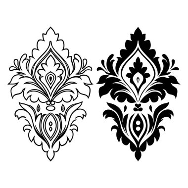 Süslü, süslü, çiçekli Şam süslemeleri. Davetiyeler, duvar kağıtları ve klasik tasarımlar için mükemmel..