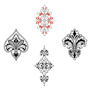 Süslü, süslü, çiçekli Şam süslemeleri. Davetiyeler, duvar kağıtları ve klasik tasarımlar için mükemmel..