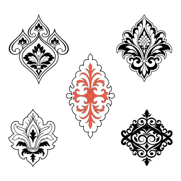 Süslü, süslü, çiçekli Şam süslemeleri. Davetiyeler, duvar kağıtları ve klasik tasarımlar için mükemmel..