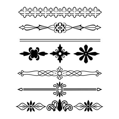 Klasik çizgi ayırıcıların ve dekoratif sınırların bir koleksiyonu, klasik zarafetle tasarım projelerinizi geliştirmek için mükemmel. Davetiyeler, markalaşma ve dijital düzenleme için ideal.