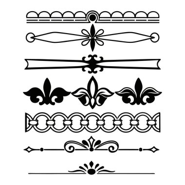 Klasik çizgi ayırıcıların ve dekoratif sınırların bir koleksiyonu, klasik zarafetle tasarım projelerinizi geliştirmek için mükemmel. Davetiyeler, markalaşma ve dijital düzenleme için ideal.