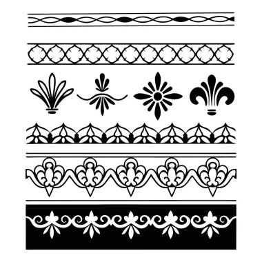 Klasik çizgi ayırıcıların ve dekoratif sınırların bir koleksiyonu, klasik zarafetle tasarım projelerinizi geliştirmek için mükemmel. Davetiyeler, markalaşma ve dijital düzenleme için ideal.