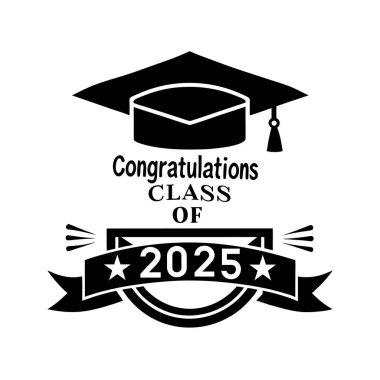 Mezunları, kart, poster ve mezuniyet süslemeleri için mükemmel bir kep, diploma ve el yazısı olan 2025 mezuniyet tabelasıyla kutlayın..