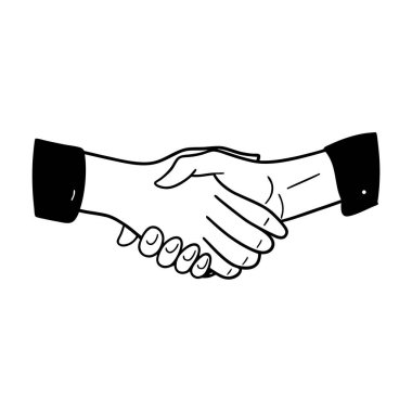 El sıkışan iki adamın vektör çizgisi. Siyah beyaz çizgi sanatı Uluslararası Dostluk Günü, iş temaları veya makale tasarımı için mükemmeldir..