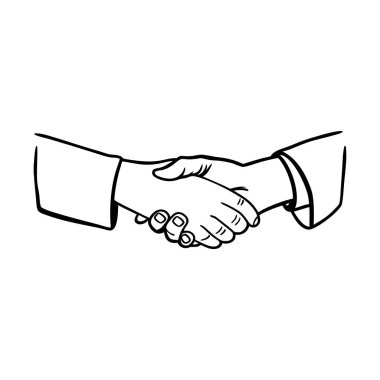 El sıkışan iki adamın vektör çizgisi. Siyah beyaz çizgi sanatı Uluslararası Dostluk Günü, iş temaları veya makale tasarımı için mükemmeldir..