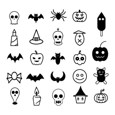 Eğlenceli ve ürkütücü cadılar bayramı karalama elementleri vektör stilinde. İçinde balkabakları, hayaletler, yarasalar ve daha fazlası var! Çıkartmalar, dekorasyonlar ve mevsimlik tasarımlar için mükemmel..