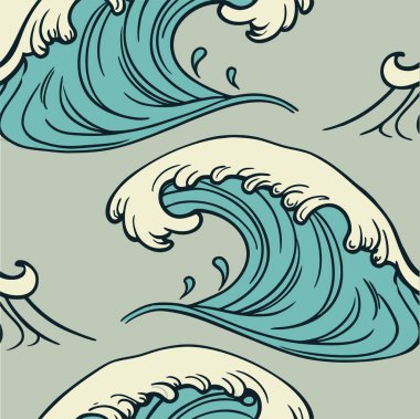 Plaj temalı tasarımlar, kumaşlar, duvar kağıtları ve yaratıcı dijital sanat eserleri için mükemmel olan bu kusursuz el yapımı okyanus dalgaları deseni ile denizin sakinliğini projelerinize getirin..