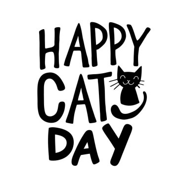 Kedi Günü 'nü bu şık tipografi dizaynı ile kutlayın. Hayvan severler, tebrik kartları, tişörtler ve daha fazlası için mükemmel. Kedilere olan sevginizi ifade eden yaratıcı ve modern bir sanat eseri..