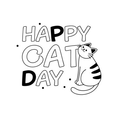 Kedi Günü 'nü bu şık tipografi dizaynı ile kutlayın. Hayvan severler, tebrik kartları, tişörtler ve daha fazlası için mükemmel. Kedilere olan sevginizi ifade eden yaratıcı ve modern bir sanat eseri..