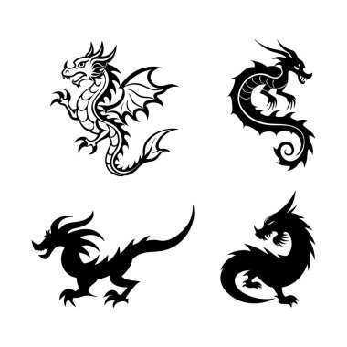 Beyaz arka planda Çin ejderhasının zarif soyut vektörü, yaratıcı ve dekoratif projeler için zengin kültürel mirası ve efsanevi cazibesini sergiliyor..