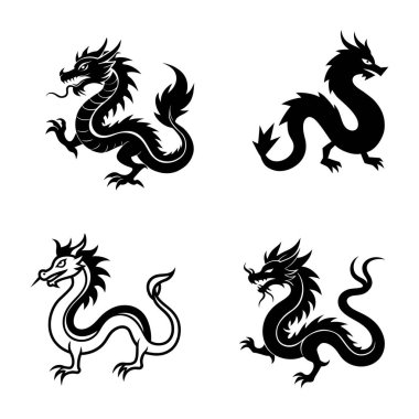 Beyaz arka planda Çin ejderhasının zarif soyut vektörü, yaratıcı ve dekoratif projeler için zengin kültürel mirası ve efsanevi cazibesini sergiliyor..