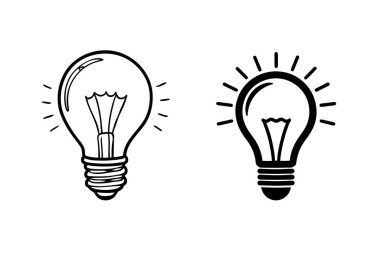 Minimum karalama tarzı ampul çizimi yaratıcılığı, fikirleri ve yeniliği simgeliyor. Tasarım projeleri, sunumlar ve yaratıcı marka kavramları için mükemmel..