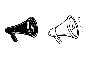 Yaratıcı el yapımı megafon karalama çizimi, duyurular, promosyonlar ve iletişim temalı tasarımlar için mükemmel. Çok yönlü kullanım için yüksek kaliteli vektör.