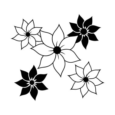 Karmaşık botanik tasarımları içeren zarif siyah çiçek süsleme vektörü seti dekoratif projeler, davetiyeler, çerçeveler ve şık grafik tasarımları için mükemmeldir..