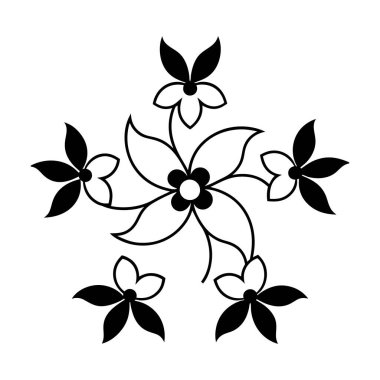 Karmaşık botanik tasarımları içeren zarif siyah çiçek süsleme vektörü seti dekoratif projeler, davetiyeler, çerçeveler ve şık grafik tasarımları için mükemmeldir..