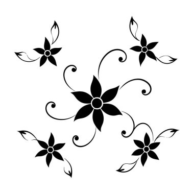 Karmaşık botanik tasarımları içeren zarif siyah çiçek süsleme vektörü seti dekoratif projeler, davetiyeler, çerçeveler ve şık grafik tasarımları için mükemmeldir..