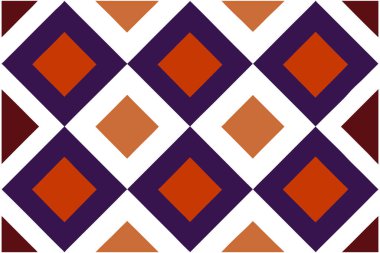 Klasik geometrik elmas desenli turuncu, beyaz ve deniz baklava desenli kusursuz. Kumaşlar, moda, arka planlar ve dijital tasarımlar için mükemmel.