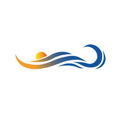 Sunset ve Ocean Elements ile soyut dalga tasarımı. Dalgalı çizgiler ve canlı bir günbatımını simgeleyen soyut tasarım. Yaratıcı markalaşma, yaz temaları ve kıyı kavramları için ideal..