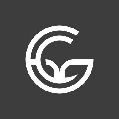 Siyah Arkaplanda Minimalist Yaprak Tasarımı içeren Modern Çember Logosu