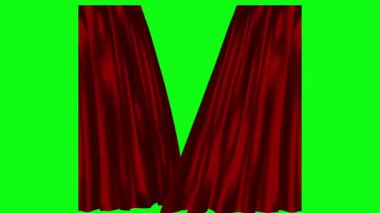 Kırmızı perde açılışı yeşil ekran arka planını gösterir