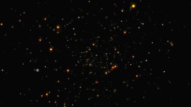 Çarpıcı Yıldızlı Gece Gökyüzü Yüksek Kaliteli Kozmik Animasyon. Siyah arkaplanda altın parçacıklar