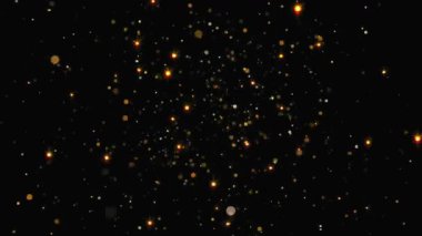 Çarpıcı Yıldızlı Gece Gökyüzü Yüksek Kaliteli Kozmik Animasyon. Siyah arkaplanda altın parçacıklar