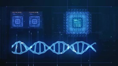 Fütüristik Dijital Arayüz the 124; Yüksek Teknolojik Veri Kontrol Paneli Canlandırması, Gen ve Beynin Dijital Geleceksel Canlandırması ve Bilimle İlgili vs..