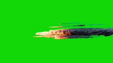  Yeşil Ekran Arkaplanı (Chroma Key FX) ile Gerçekçi Meteor Duş Animasyonu. Hindistan, Pak Savaşı 2025 'e karşı. Savaş Meteoru. Yeşil Ekran Meteor Vuruşu Görsel Efekti