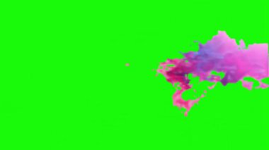 Yeşil Ekran Mavisi ve Pembe Mürekkep VFX üzerindeki Renkli Mürekkep Girdabı Geçişi