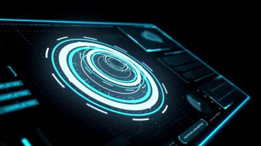 Fütürist Mavi ve Altın UI Animasyonu - Yüksek Teknolojik Dijital Arayüz, Bilimkurgu animasyonu, Dijital Teknoloji animasyonu