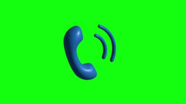 Yeşil Ekran Arkaplanında dönen 3D Mavi Telefon Alıcısı.