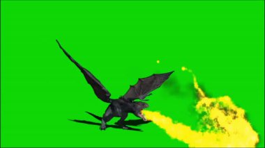 Destansı Ejderha Soluması Ateş Animasyonu - Yeşil Ekran Video Düzenleme için Mükemmel