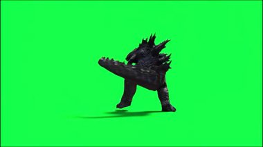 Yeşil Ekranda Yürüyen ve Kükreyen 3D Godzilla Modeli VFX & Canlandırmaya Hazır